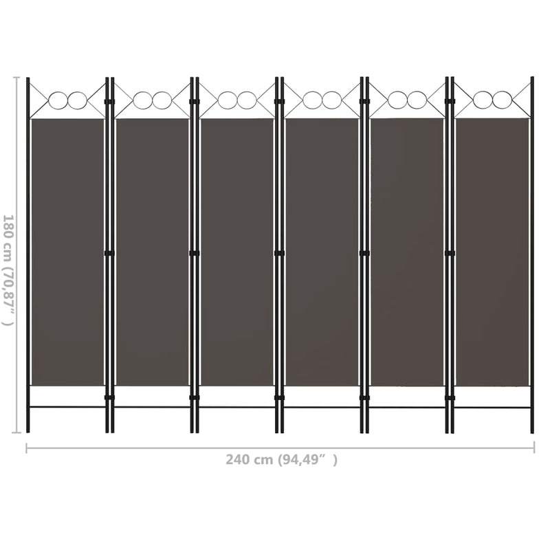 6-Panel Room Divider Anthracite 94.5"x70.9"