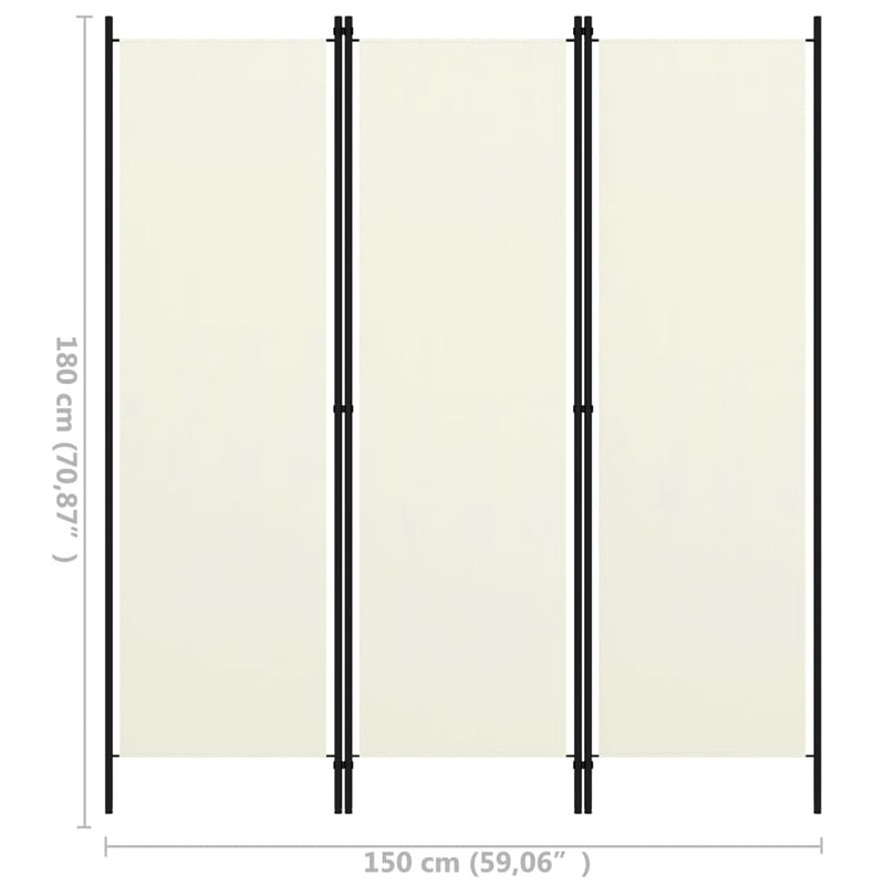 3-Panel Room Divider Cream White 59.1"x70.9"