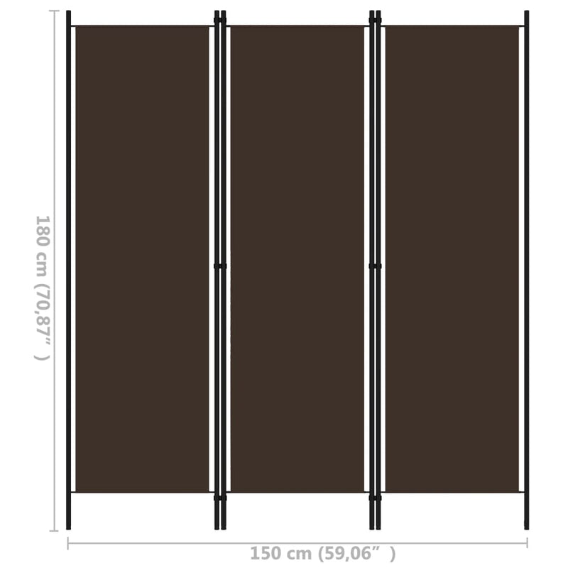 3-Panel Room Divider Brown 59.1"x70.9"