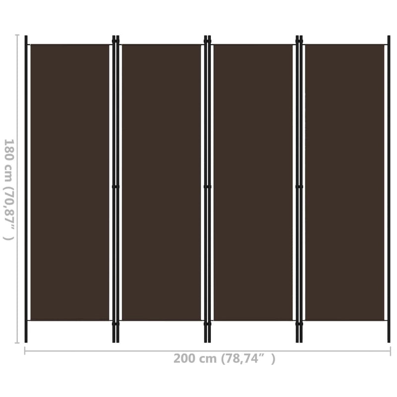 4-Panel Room Divider Brown 78.7"x70.9"