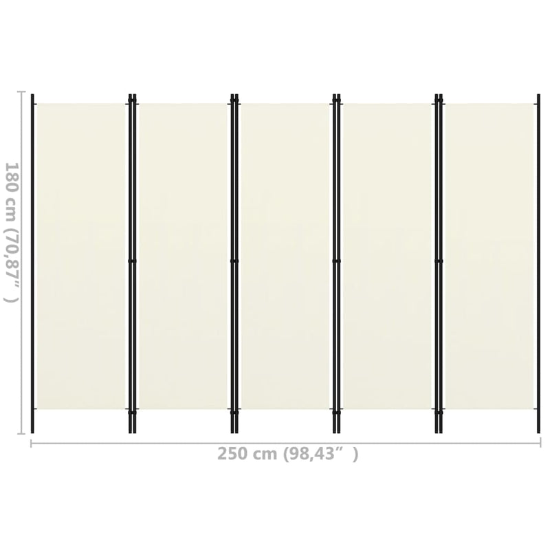 5-Panel Room Divider Cream White 98.4"x70.9"