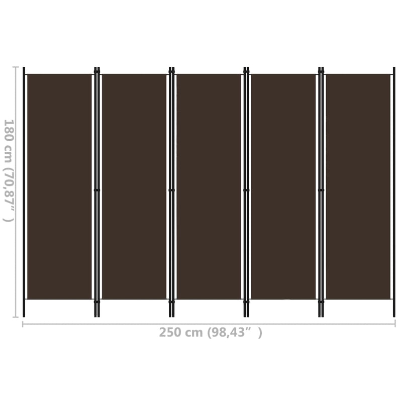 5-Panel Room Divider Brown 98.4"x70.9"