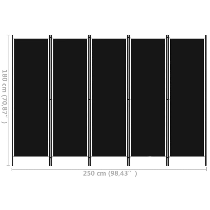 5-Panel Room Divider Black 98.4"x70.9"