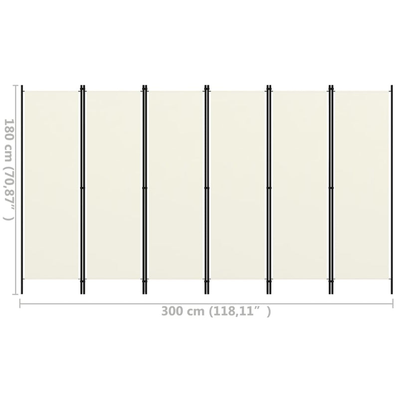 6-Panel Room Divider Cream White 118.1"x70.9"