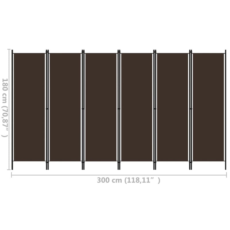 6-Panel Room Divider Brown 118.1"x70.9"