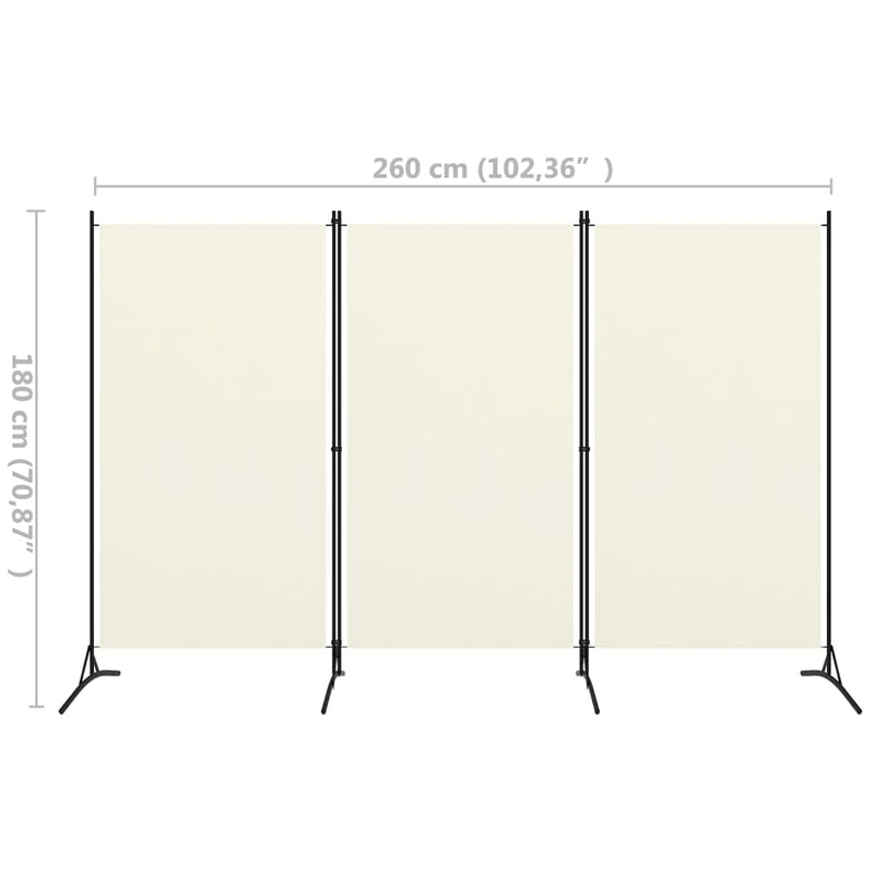 3-Panel Room Divider Cream White 102.4"x70.9"