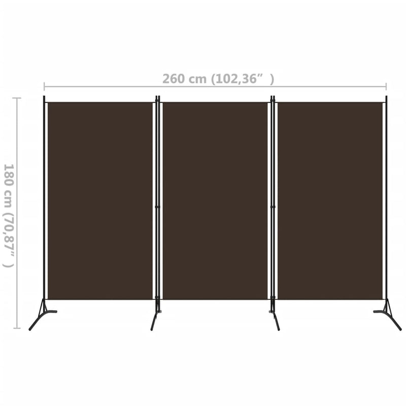 3-Panel Room Divider Brown 102.4"x70.9"