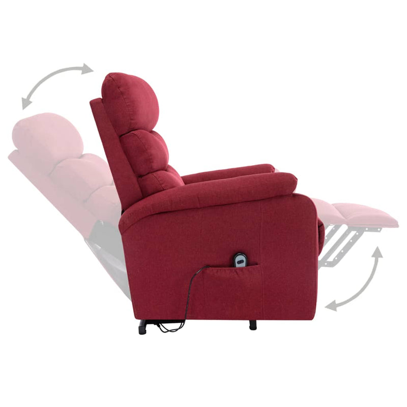 Stand-up Massage Recliner Wine Red Fabric