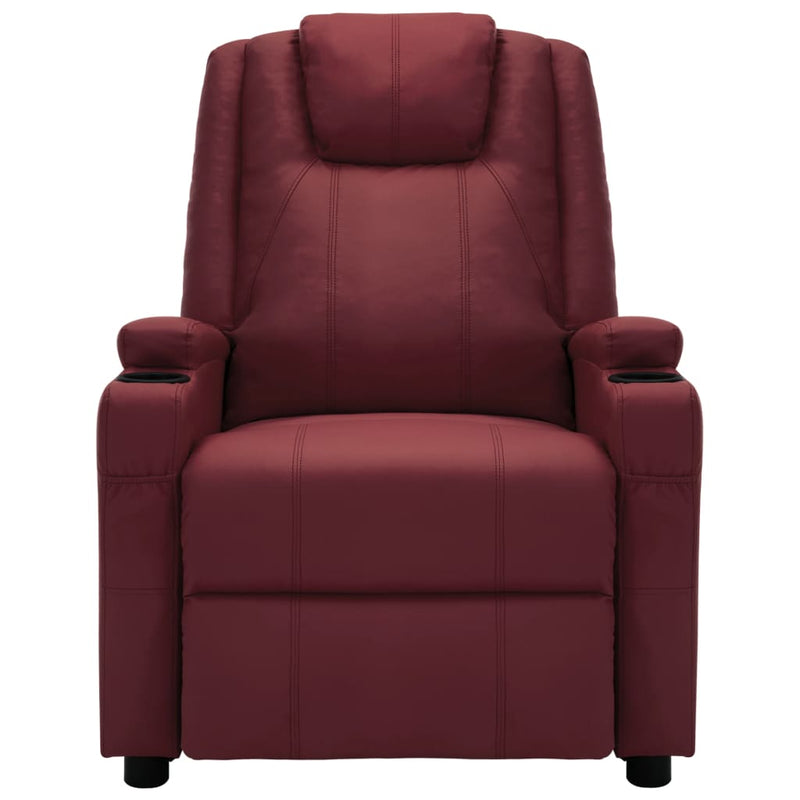 Massage Reclining Chair Wine Red Faux Leather