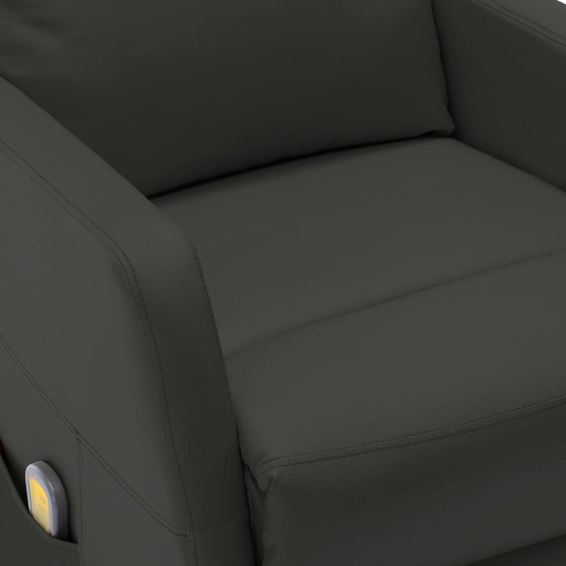 Massage Reclining Chair Anthracite Faux Leather