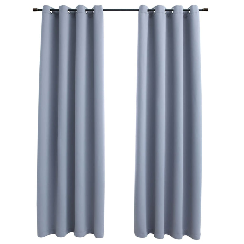 Blackout Curtains with Rings 2 pcs Gray 54"x63" Fabric