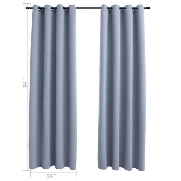 Blackout Curtains with Rings 2 pcs Gray 54"x84" Fabric