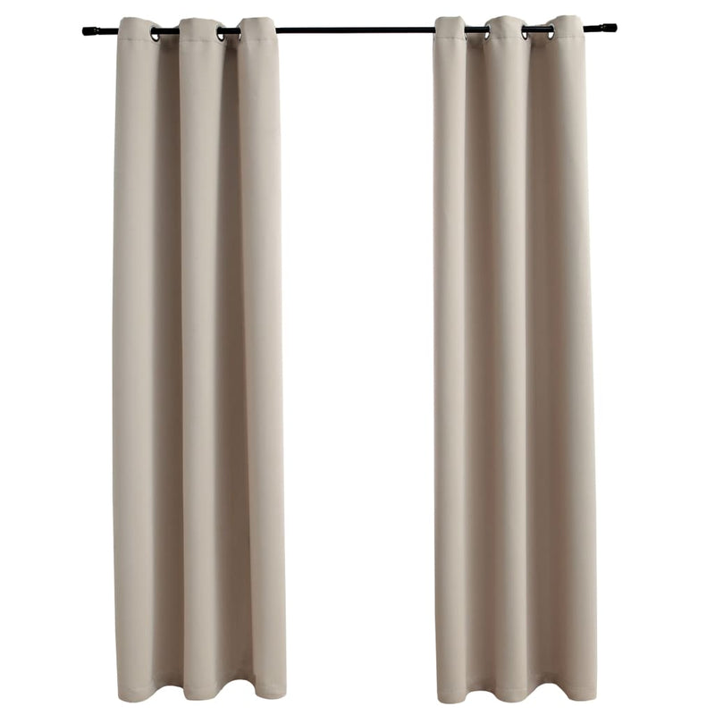 Blackout Curtains with Rings 2 pcs Beige 37"x63" Fabric