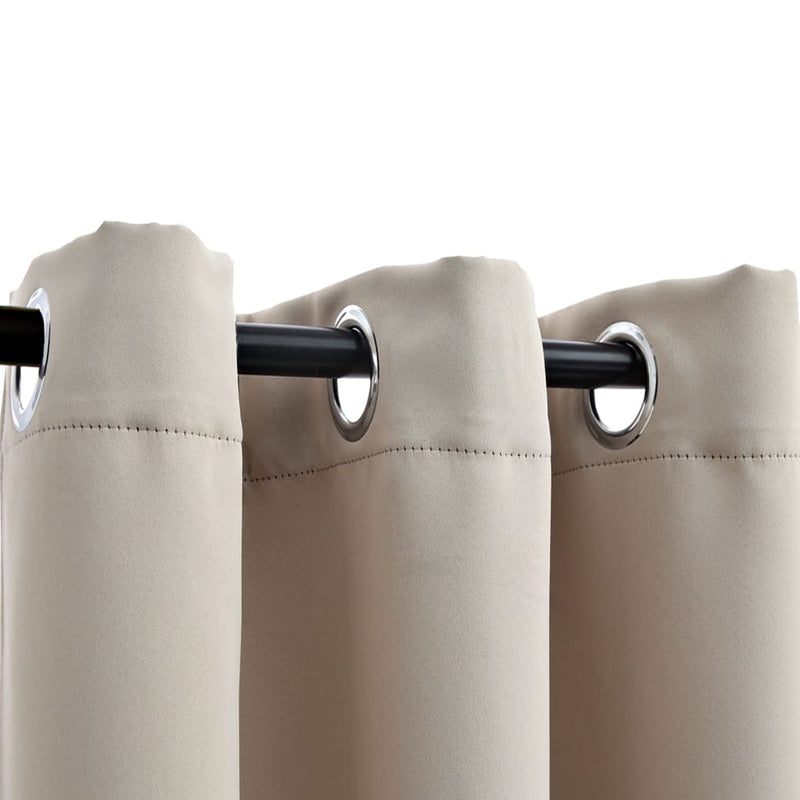 Blackout Curtains with Rings 2 pcs Beige 37"x63" Fabric