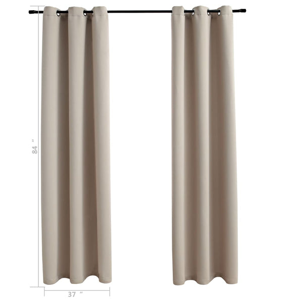 Blackout Curtains with Rings 2 pcs Beige 37"x84" Fabric