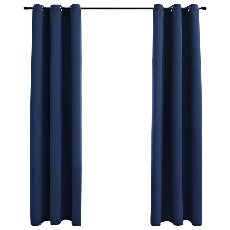 Blackout Curtains with Rings 2 pcs Navy Blue 37"x63" Fabric