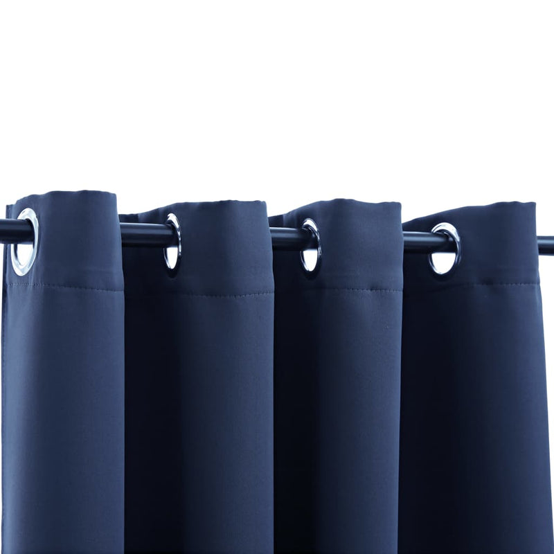 Blackout Curtains with Rings 2 pcs Navy Blue 54"x63" Fabric
