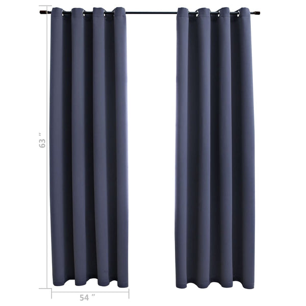 Blackout Curtains with Rings 2 pcs Anthracite 54"x63" Fabric