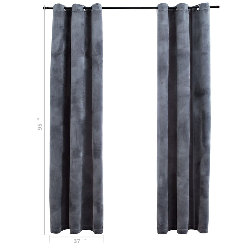 Blackout Curtains with Rings 2 pcs Anthracite 37"x95" Velvet