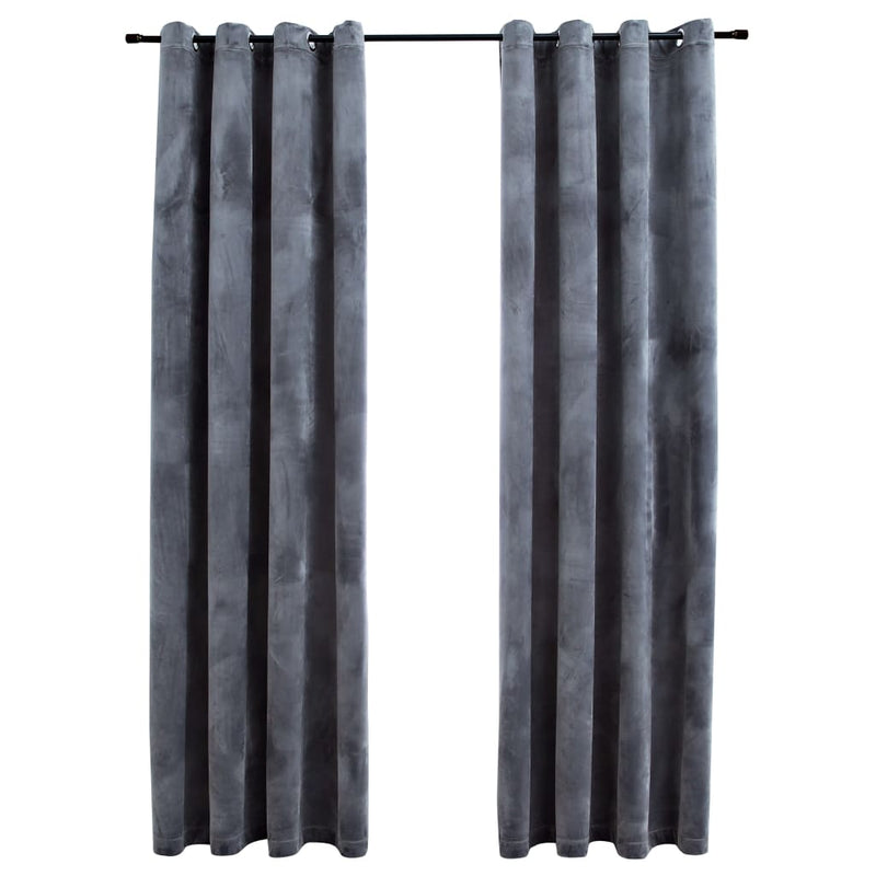 Blackout Curtains with Rings 2 pcs Anthracite 54"x95" Velvet