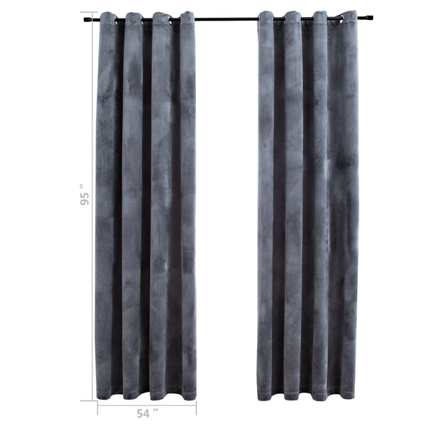 Blackout Curtains with Rings 2 pcs Anthracite 54"x95" Velvet