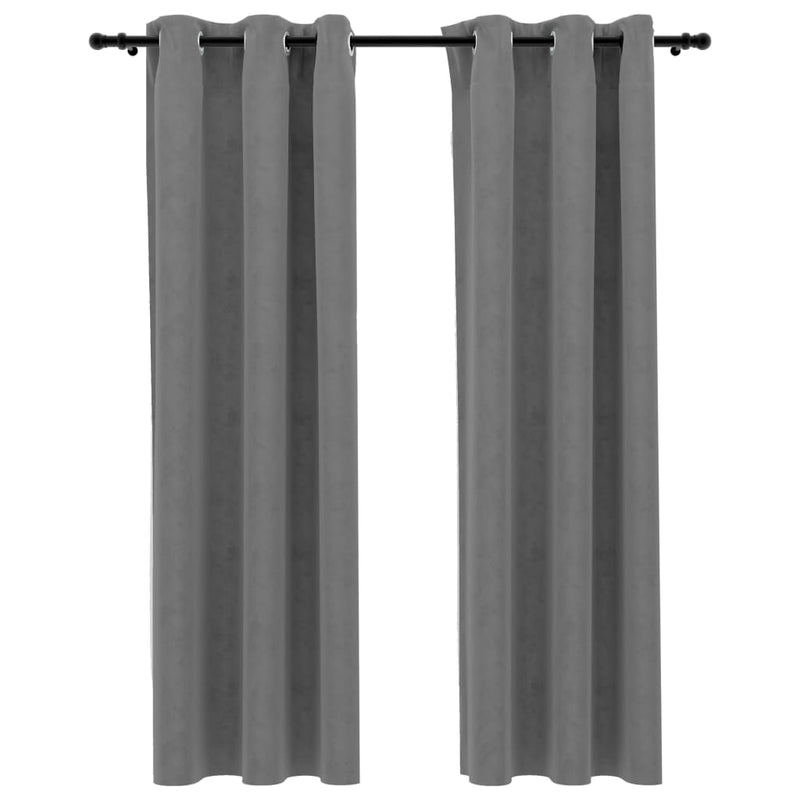 Blackout Curtains with Rings 2 pcs Gray 37"x84" Velvet