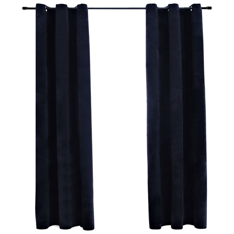 Blackout Curtains with Rings 2 pcs Black 37"x63" Velvet