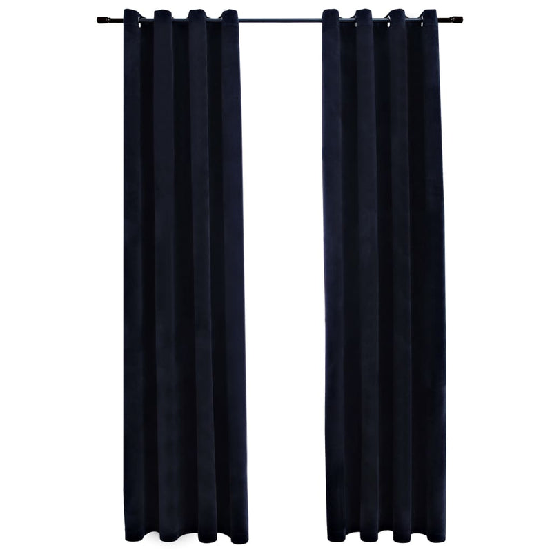 Blackout Curtains with Rings 2 pcs Black 54"x63" Velvet