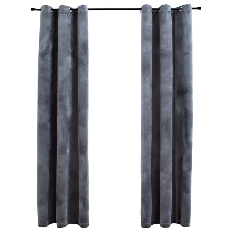 Blackout Curtains with Rings 2 pcs Anthracite 37"x63" Velvet