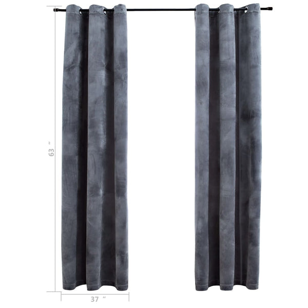 Blackout Curtains with Rings 2 pcs Anthracite 37"x63" Velvet