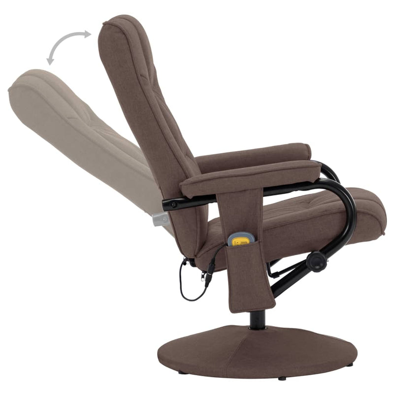 Massage Recliner with Footrest Brown Fabric