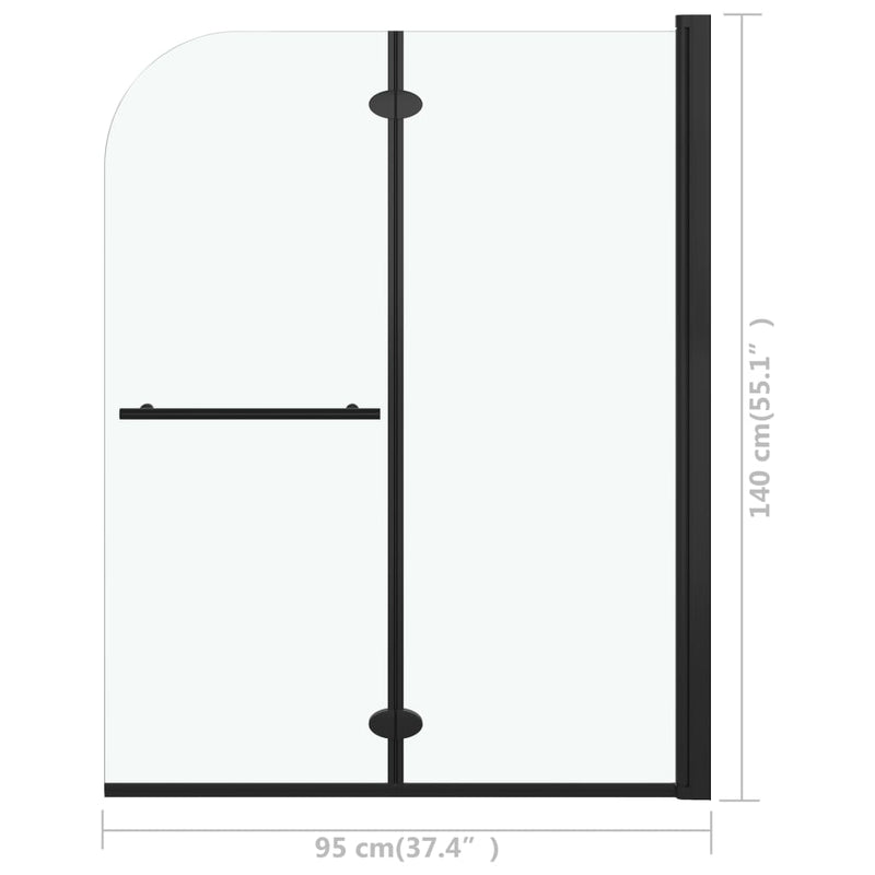 Folding Shower Enclosure 2 Panels ESG 37.4"x55.1" Black