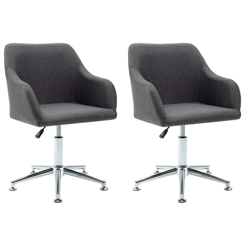 Swivel Dining Chairs 2 pcs Dark Gray Fabric