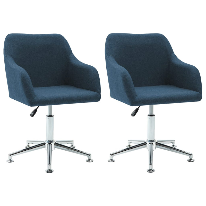Swivel Dining Chairs 2 pcs Blue Fabric