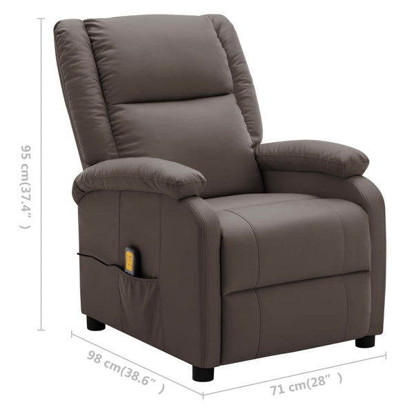 Massage Recliner Brown Faux Leather