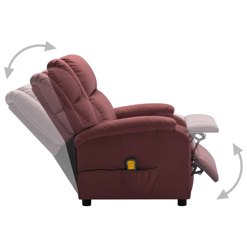Massage Recliner Wine Red Faux Leather