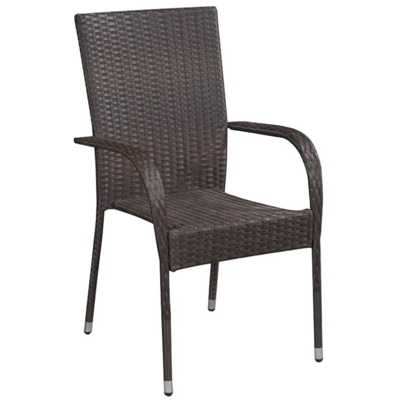Stackable Patio Chairs 4 pcs Poly Rattan Brown