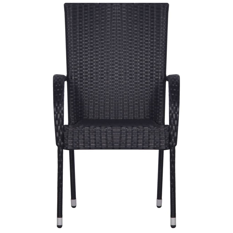 Stackable Patio Chairs 4 pcs Poly Rattan Black