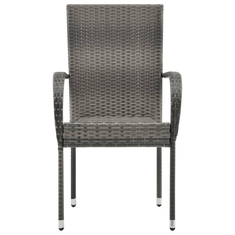 Stackable Patio Chairs 4 pcs Gray Poly Rattan