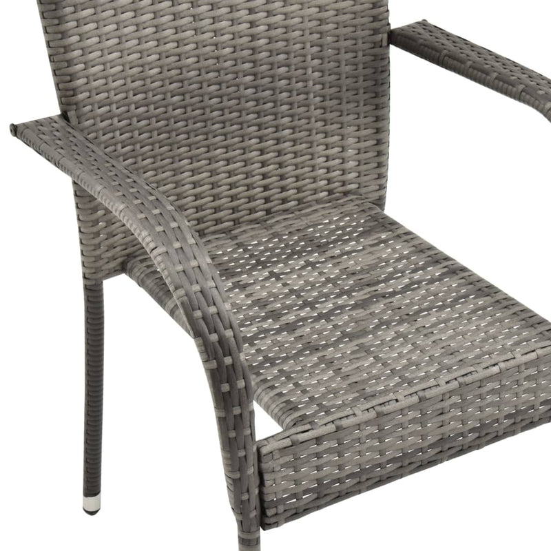 Stackable Patio Chairs 4 pcs Gray Poly Rattan