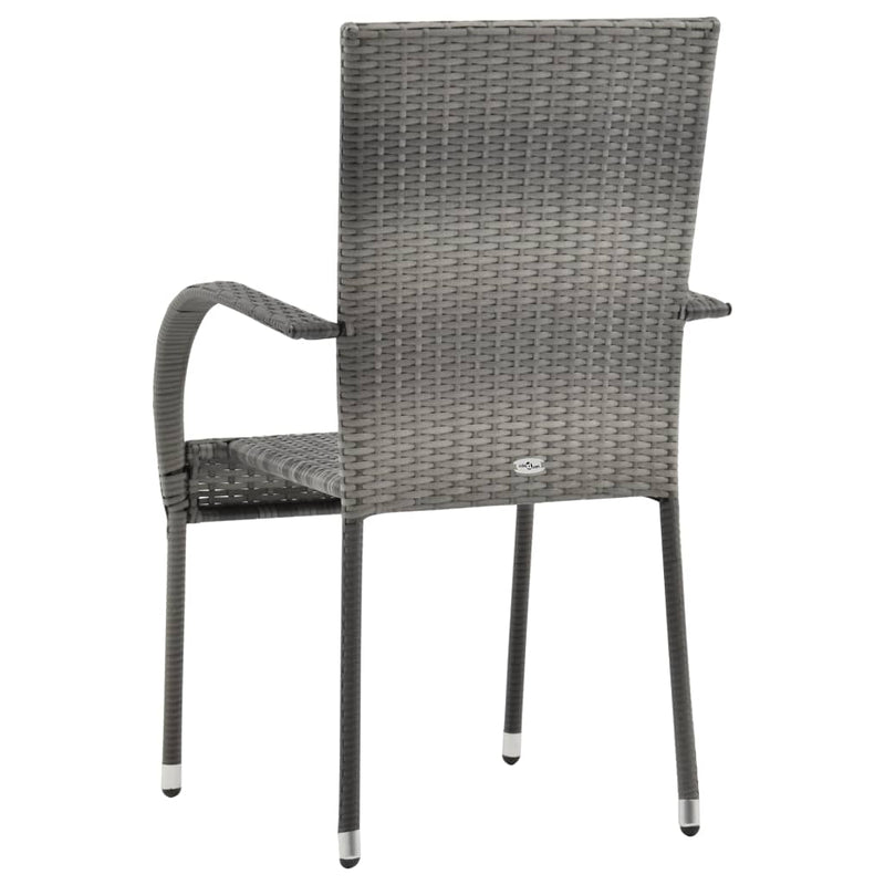 Stackable Patio Chairs 6 pcs Gray Poly Rattan