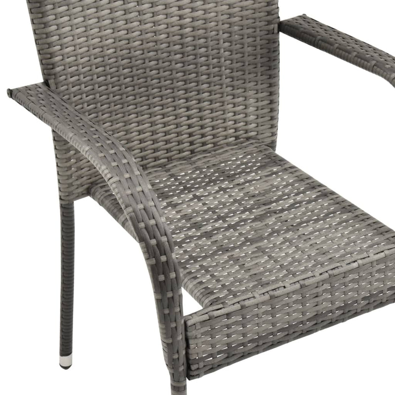 Stackable Patio Chairs 6 pcs Gray Poly Rattan