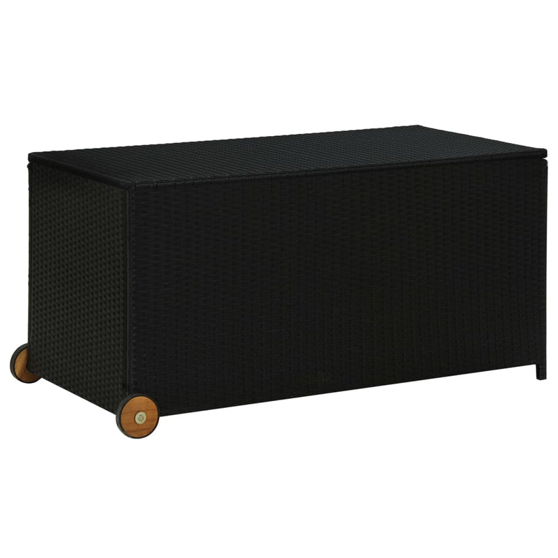 Patio Storage Box Black 47.2"x25.6"x24" Poly Rattan