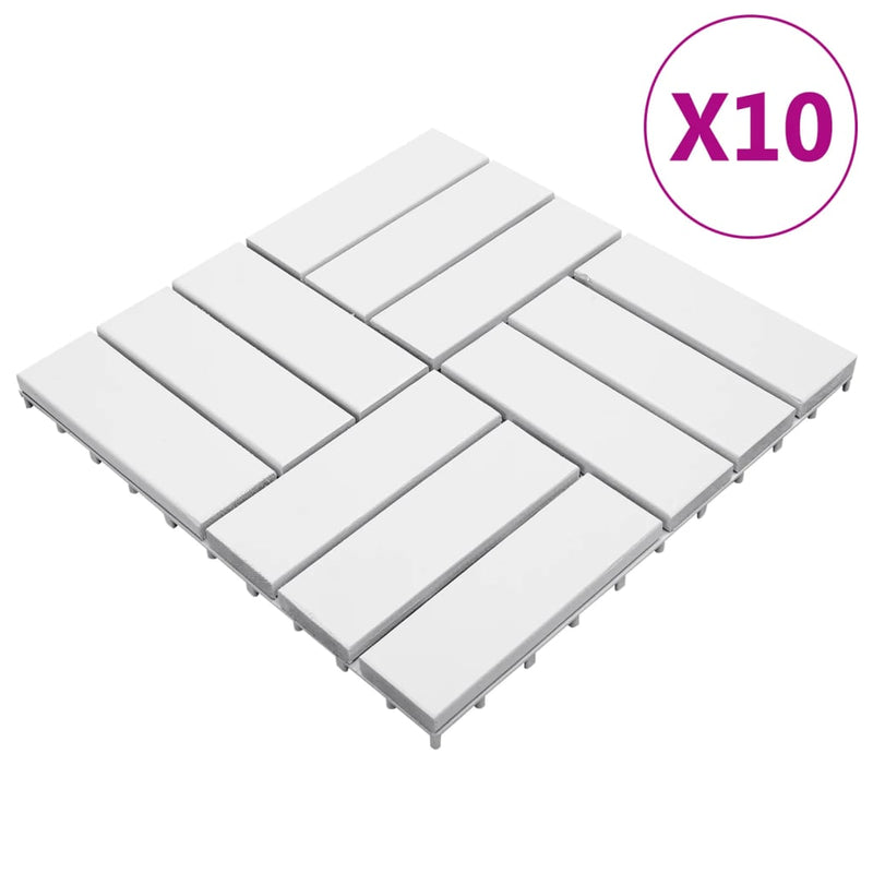 Decking Tiles 10 pcs White 11.8"x11.8" Solid Acacia Wood