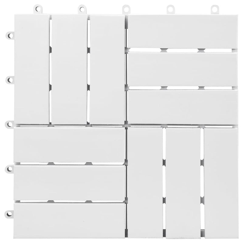 Decking Tiles 10 pcs White 11.8"x11.8" Solid Acacia Wood