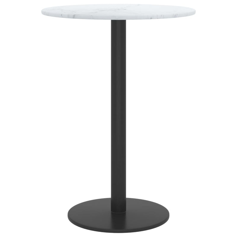 Table Top White Ã˜ 11.8"x0.3" Tempered Glass with Marble Design