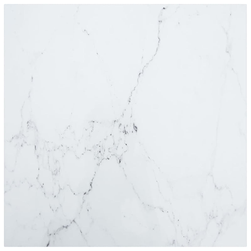 Table Top White 27.6"x27.6" 0.2" Tempered Glass with Marble Design