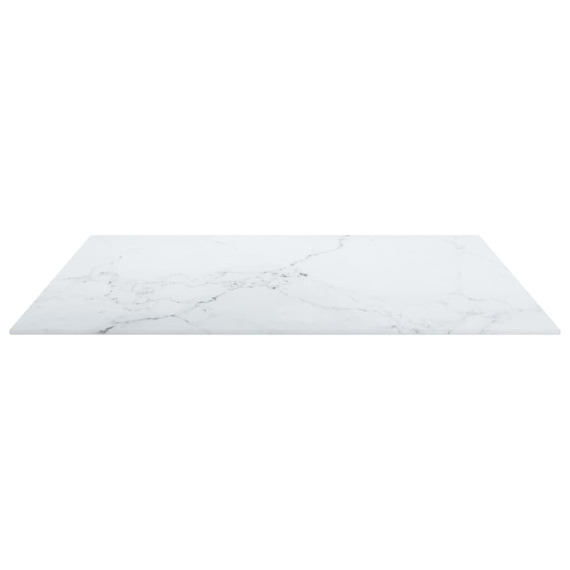 Table Top White 27.6"x27.6" 0.2" Tempered Glass with Marble Design