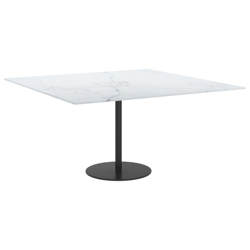 Table Top White 31.5"x31.5" 0.2" Tempered Glass with Marble Design