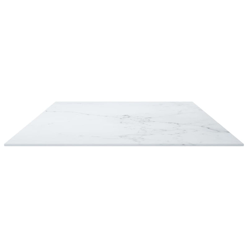 Table Top White 47.2"x25.6" 0.3" Tempered Glass with Marble Design